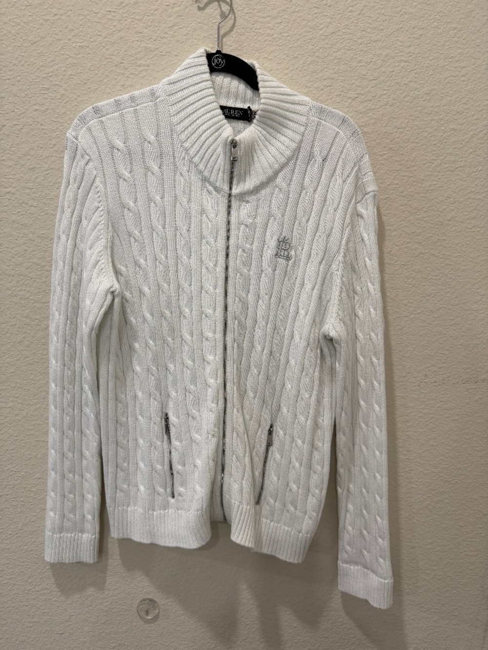 Ladies white Lauren Ralph Lauren sweater jacket with pockets in Good condition